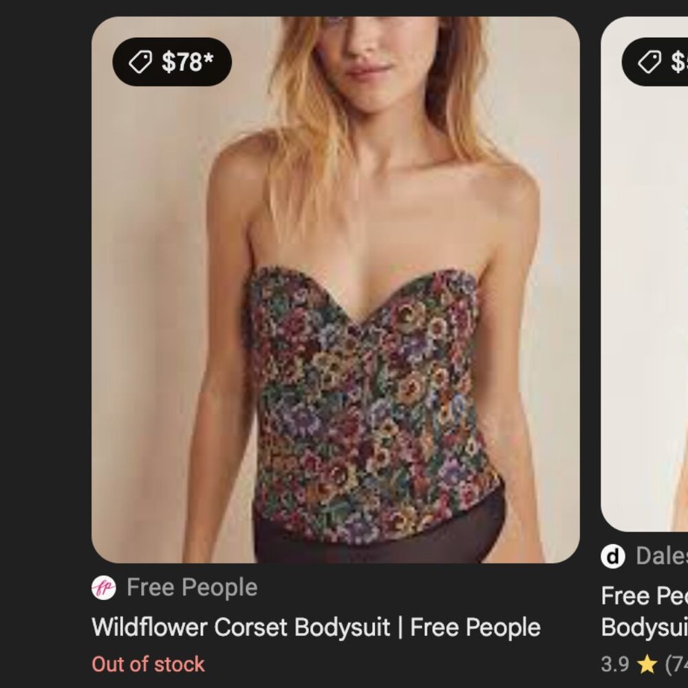 Free People Wildflower Strapless Embroidered Corset Bodysuit | XS | NWOT - Picture 8 of 8